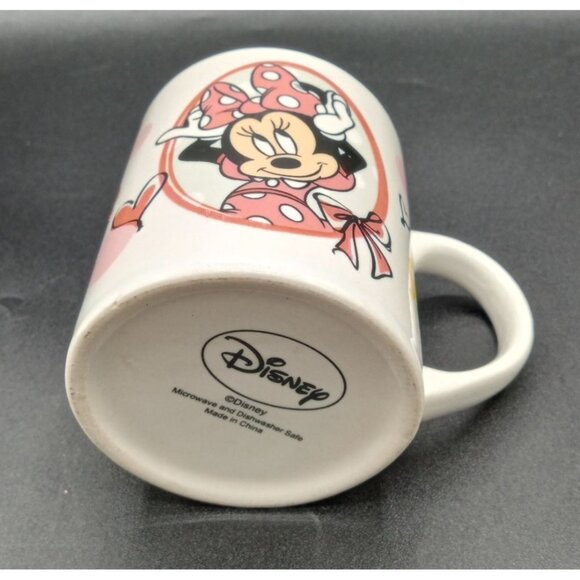 Disney Minnie Mouse Ceramic Coffee Cup White Pink Drinking Mug Hearts Polka Dot - Picture 12 of 16